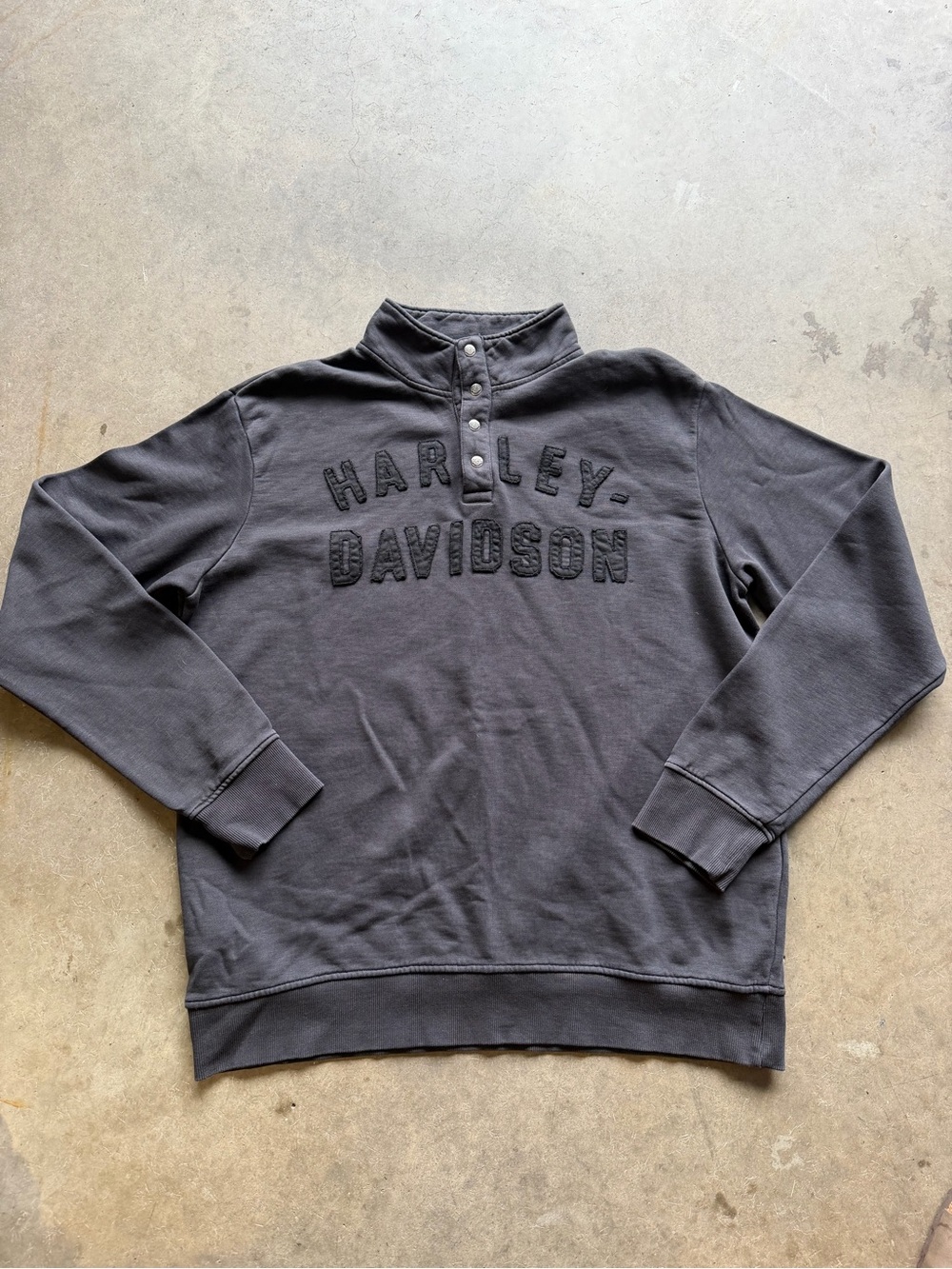 Harley-Davidson Men's Charcoal Black Zip-Style Mock Neck Sweater